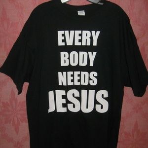 Everybody Needs Jesus Black Men's Tshirt XL Unisex